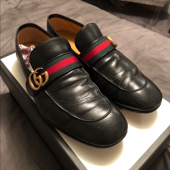 Mens Gucci Donnie Web Leather Loafers 